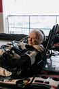 Elderly Woman riding Go Kart
