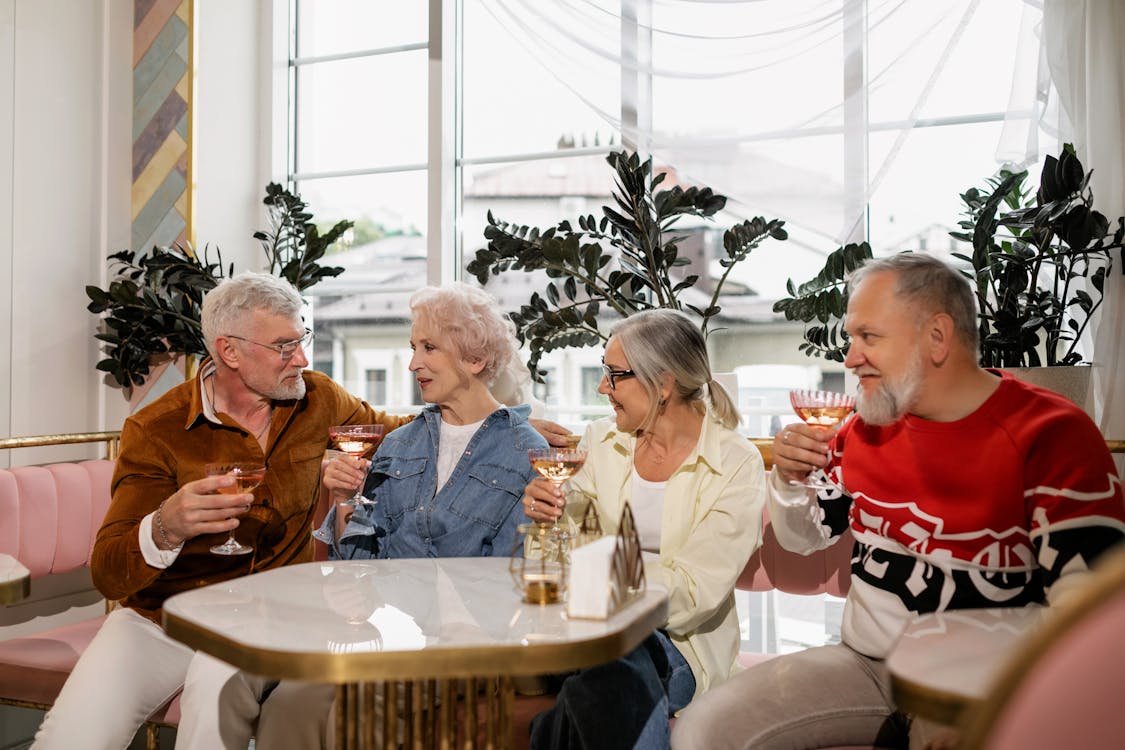 Group of Elderly People drinking Wine