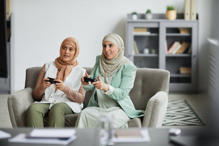 Women Playing A Video Game