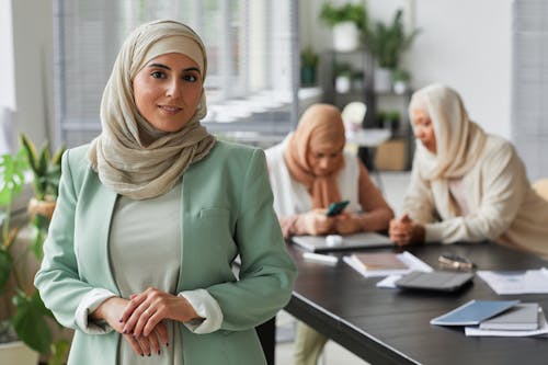 A Woman Wearing Hijab in the Office