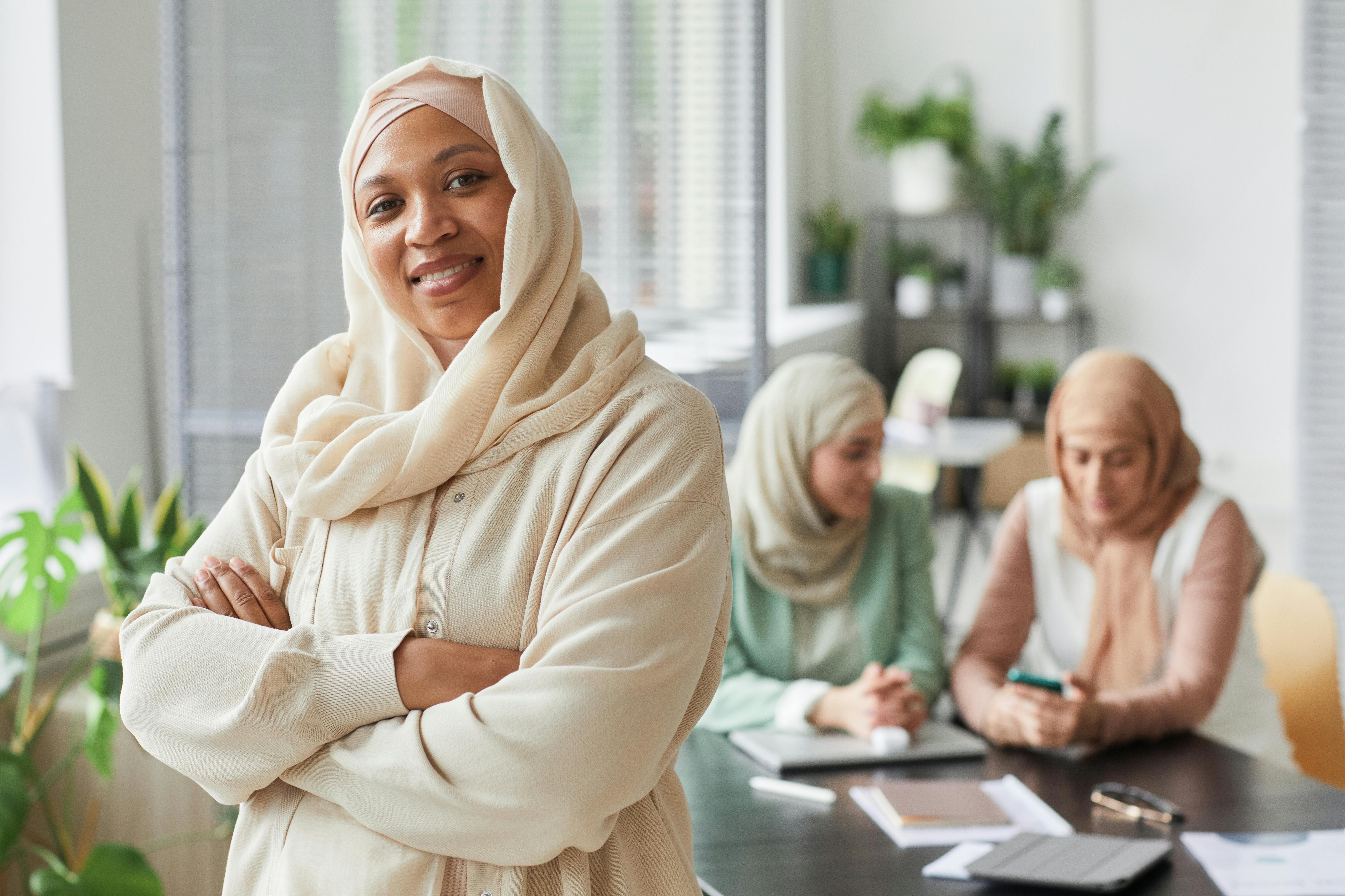 woman wearing hijab in the office