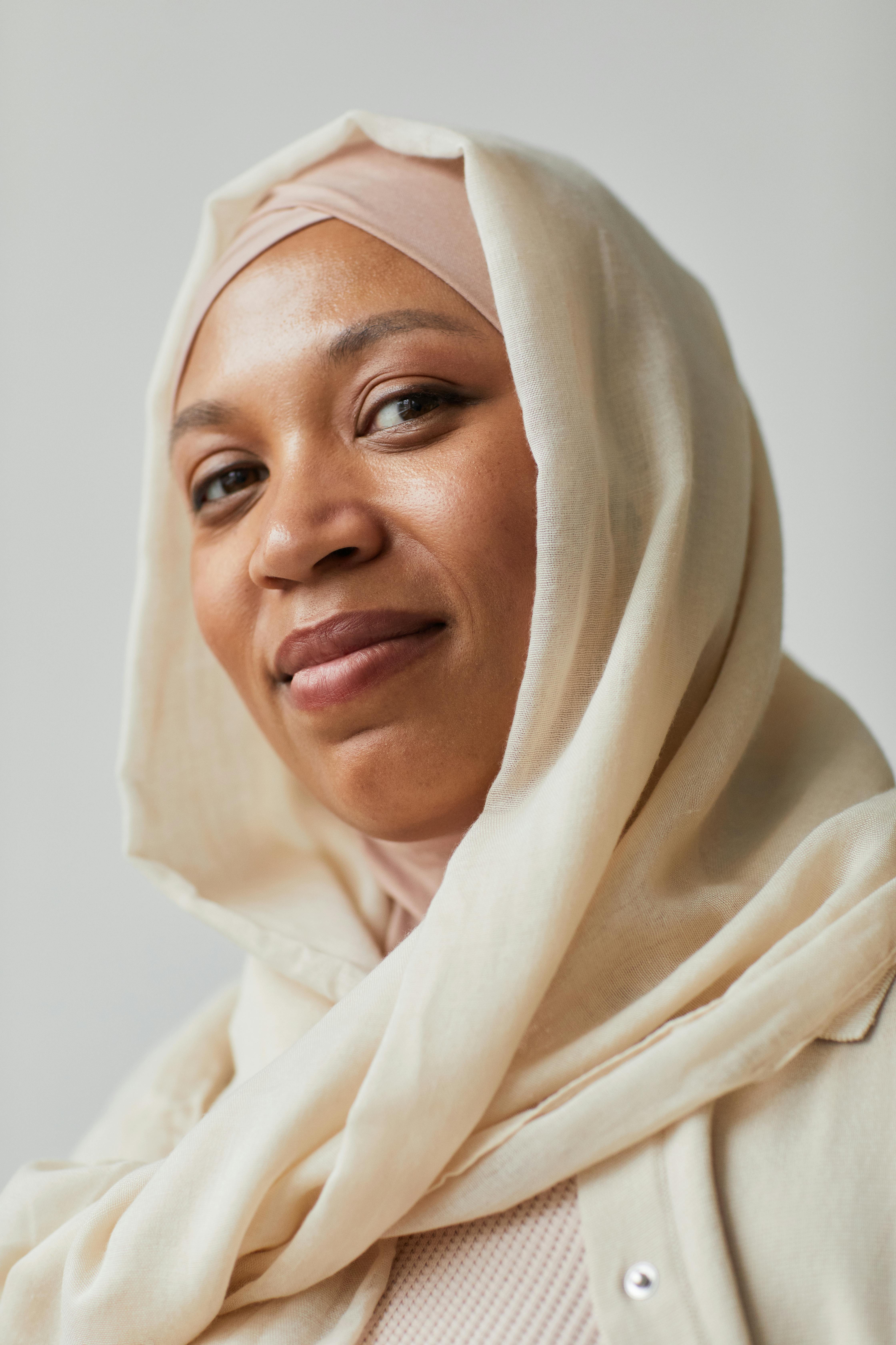 close up shot of a woman in hijab