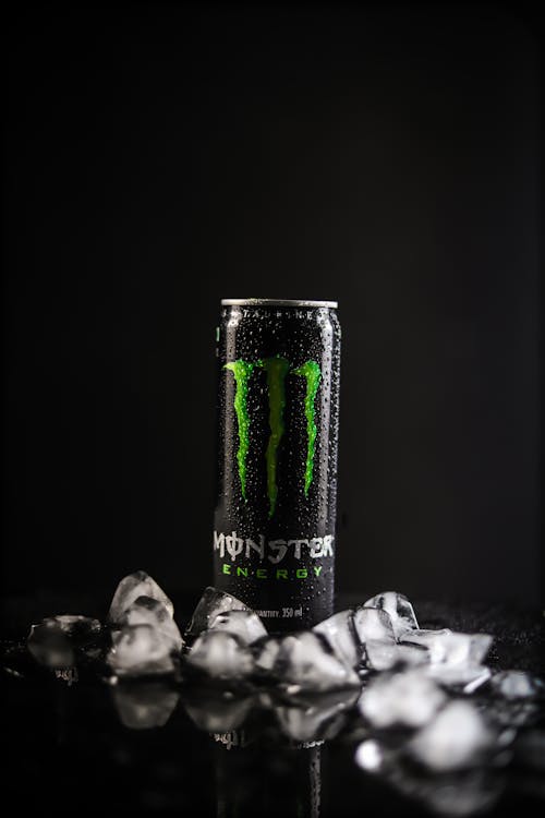 Monster Energy Cold Drink on Black Background