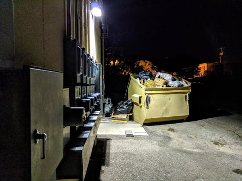 Free stock photo of backalley, night photography, trash can
