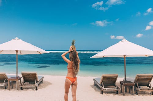 Tropical beach beauty with pineapple