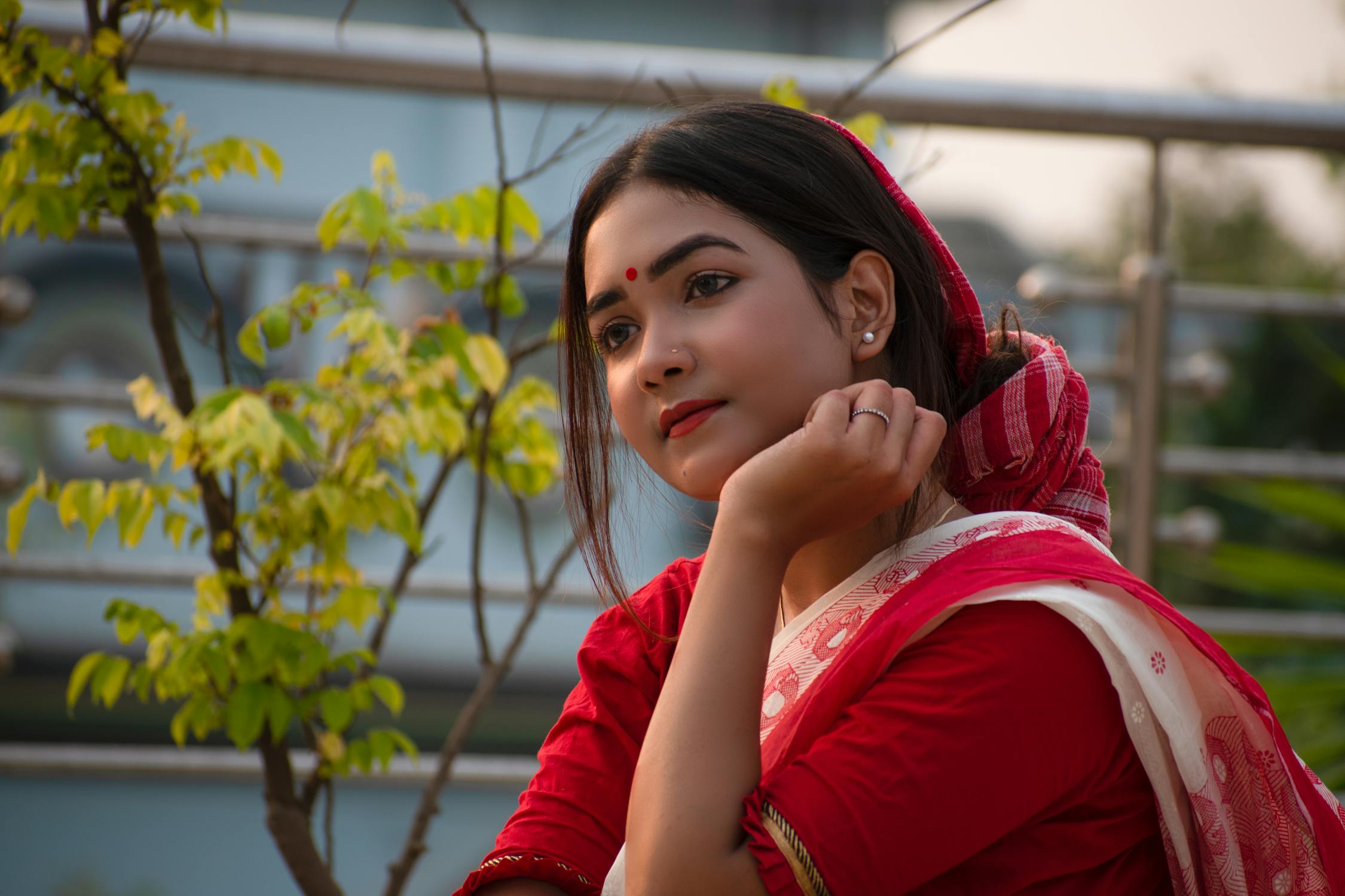 White Sari/Saree Photo by Subha Banik from Pexels: https://www.pexels.com/photo/a-girl-wearing-a-red-sari-8157120/