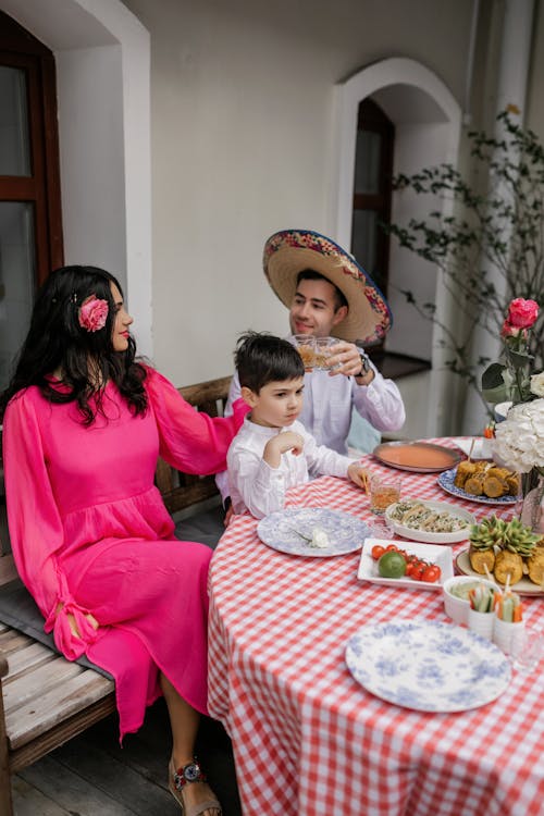 A Family Sitting at the Table