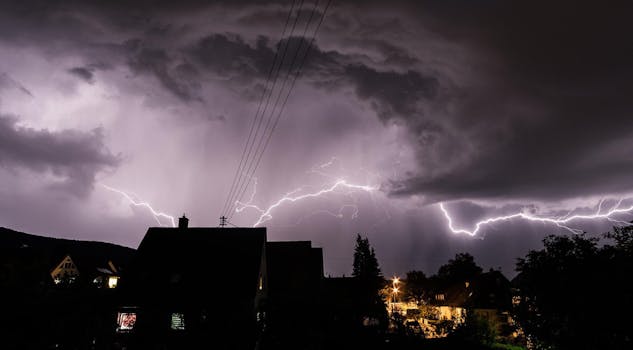 Thunder Striking a Building Photo · Free Stock Photo