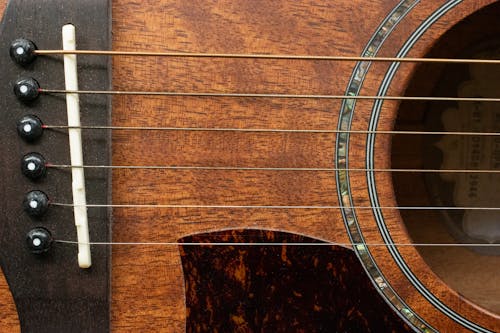 Close-up of Strings in an Acoustic Guitar 