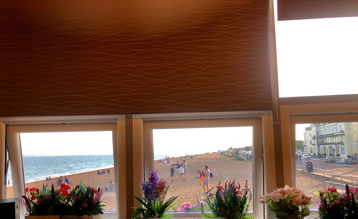 Cooling center with people sheltering from an intense heatwave