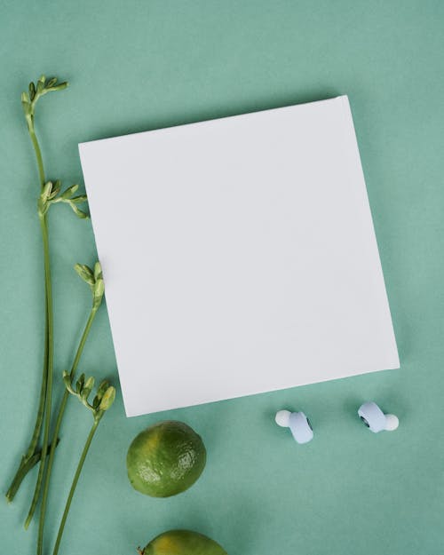 Free White Blank Paper on Green Background Stock Photo