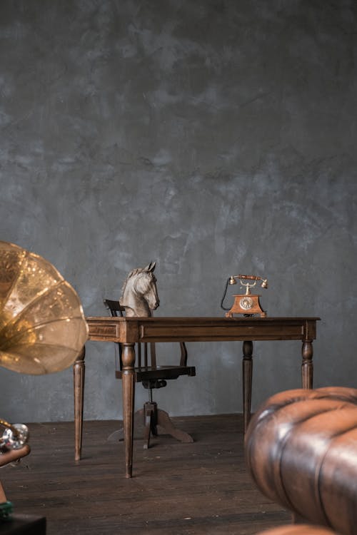 Vintage table surrounding by old decorations