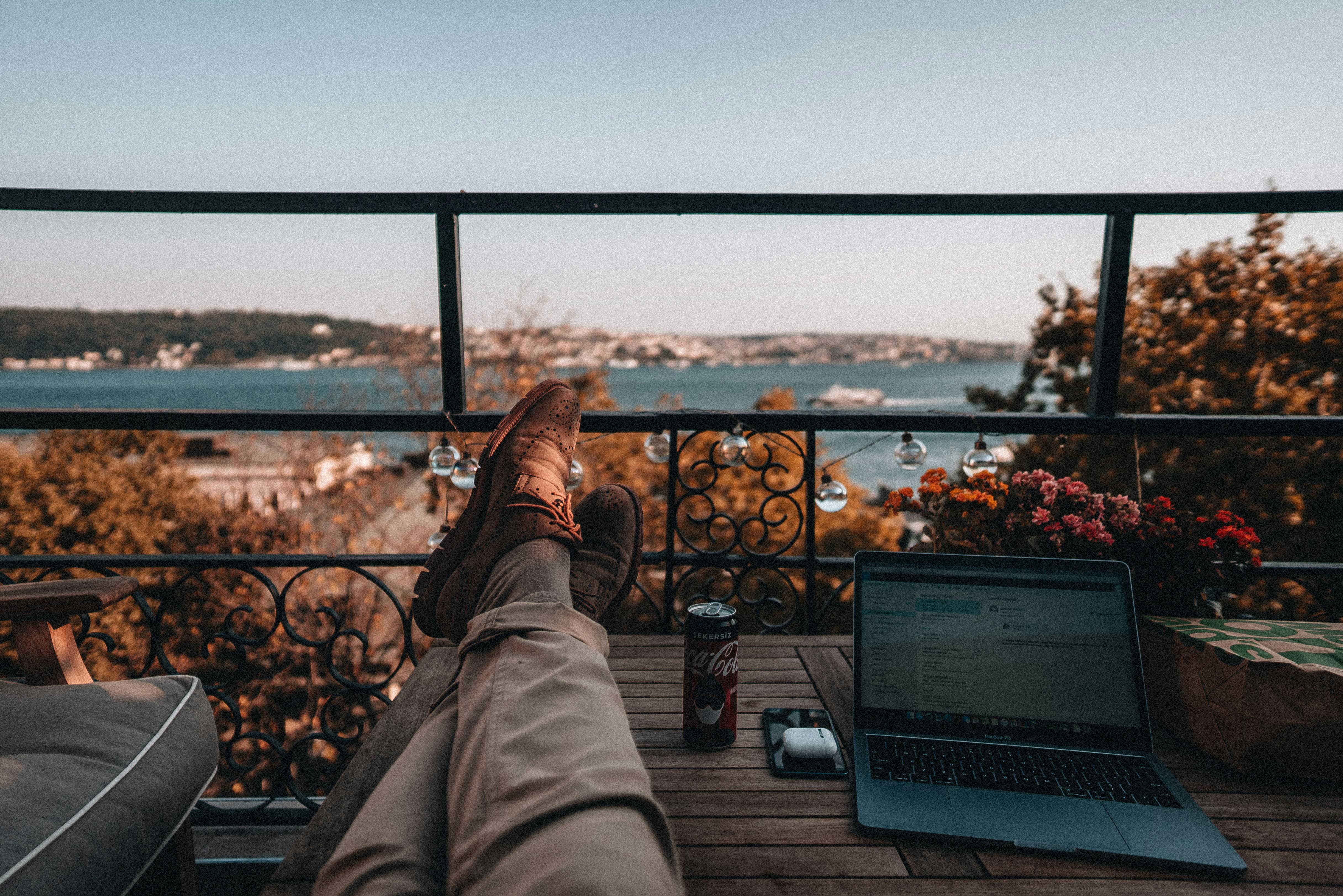 A Point of View of a Person Relaxing on a Balcony