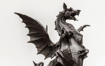 Brown Dragon Statue in White Background