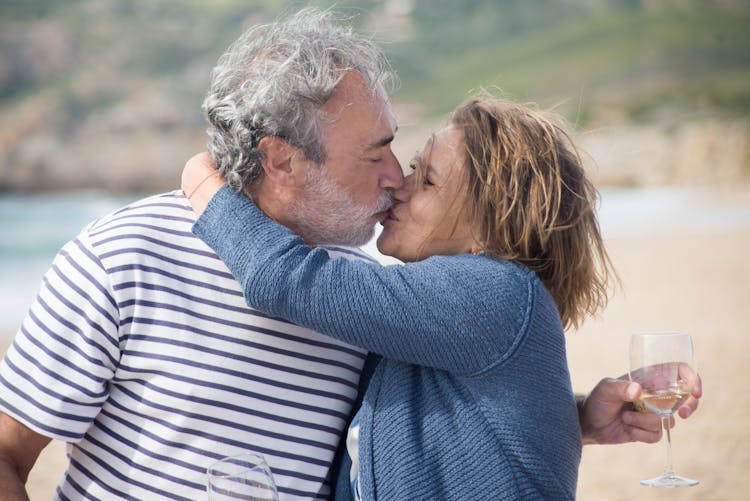 
An Elderly Couple Kissing Each Other