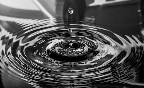 Free Water Droplets in Black and White Stock Photo