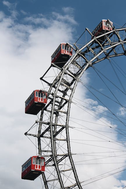 A striking view of the iconic Vienna Giant Ferris Wheel set against a vibrant blue sky.