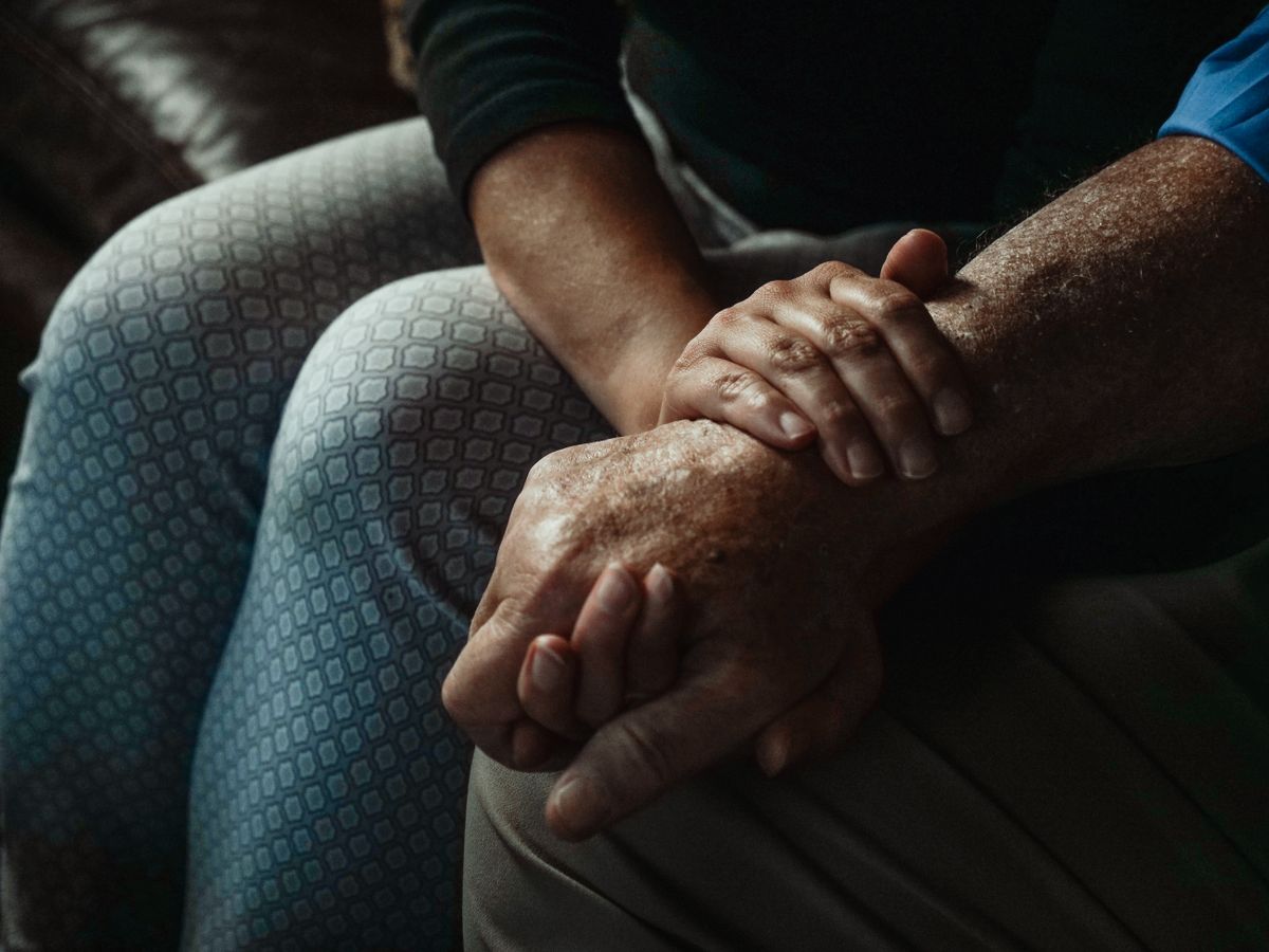 An elderly couple at home