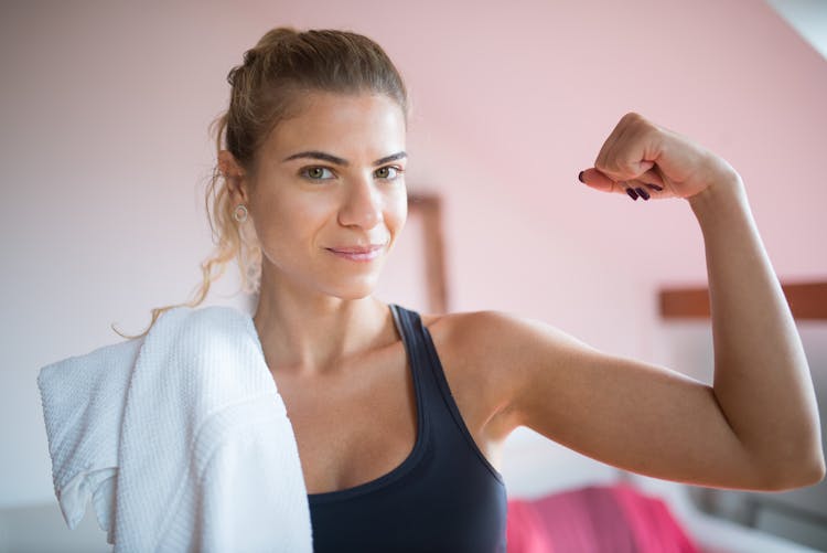 A Woman Flexing Her Arm