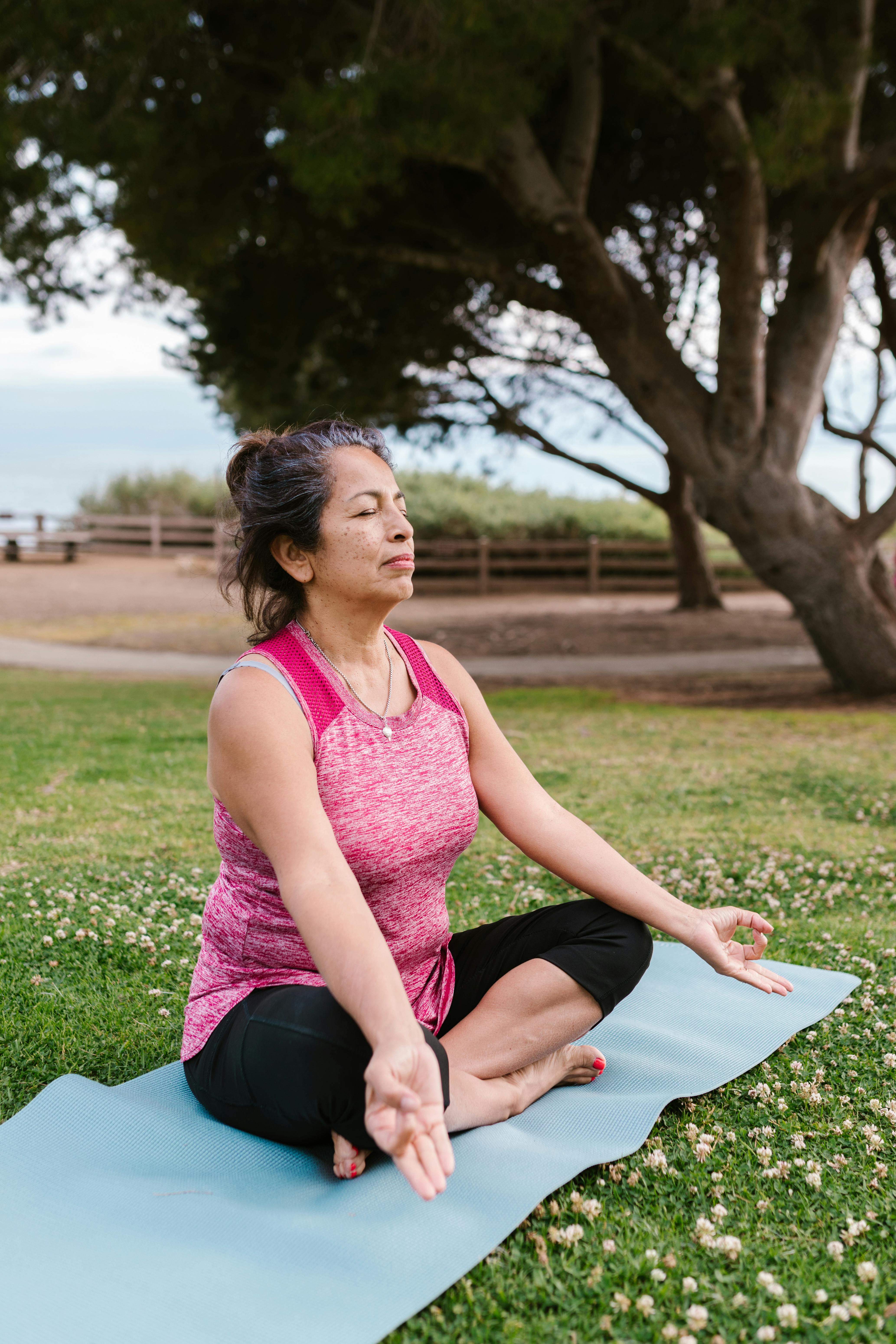 a woman doing yoga