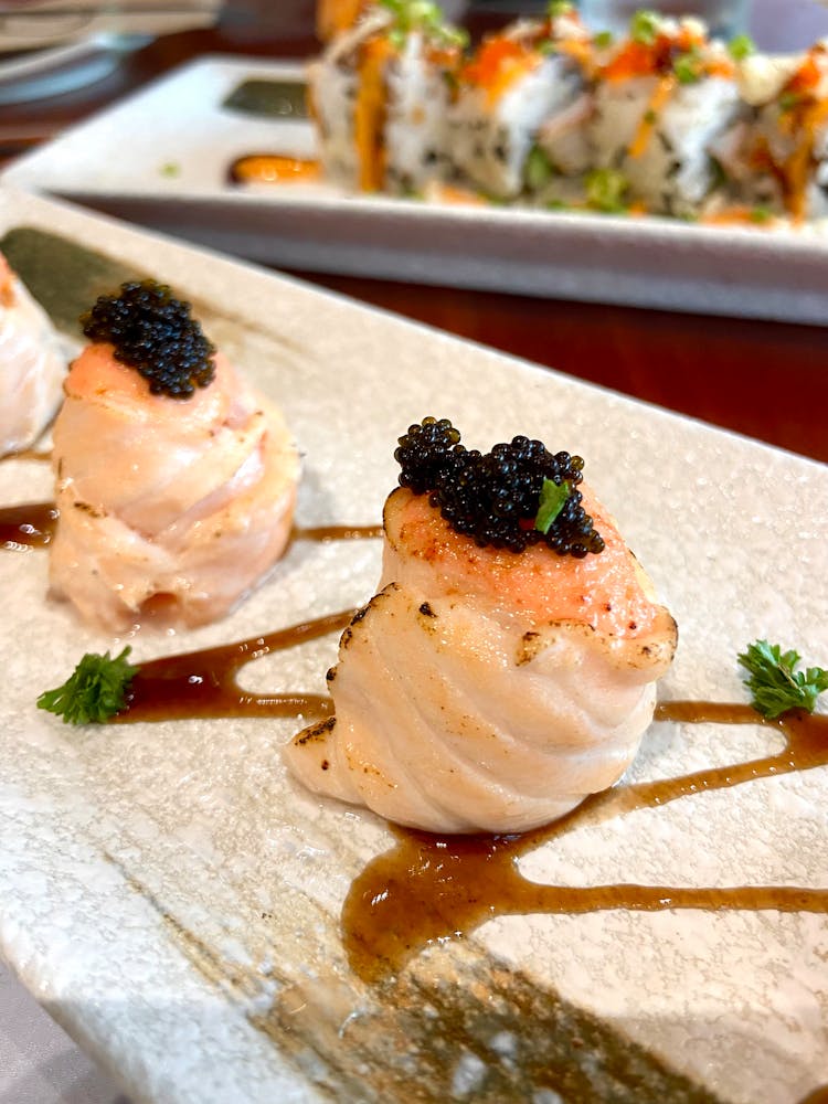 Close-up Of Fish With Caviar 