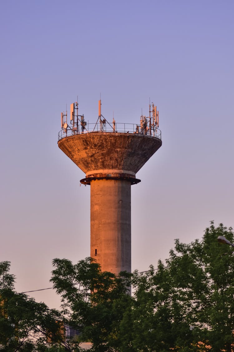 View Of A Tower With Antennas