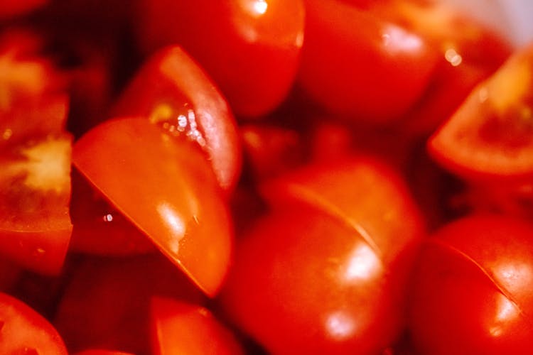 Close Up Shot Of Tomato Slices