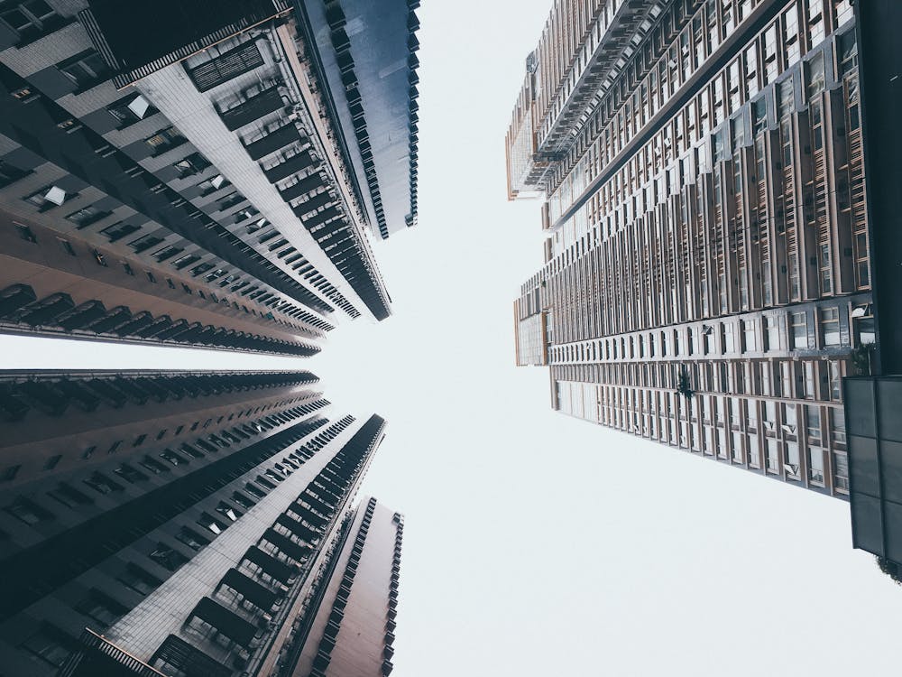 A Low Angle Shot of High Rise Buildings