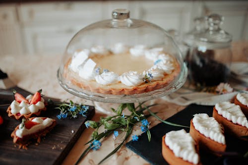 Delicious cake and sweet desserts on table