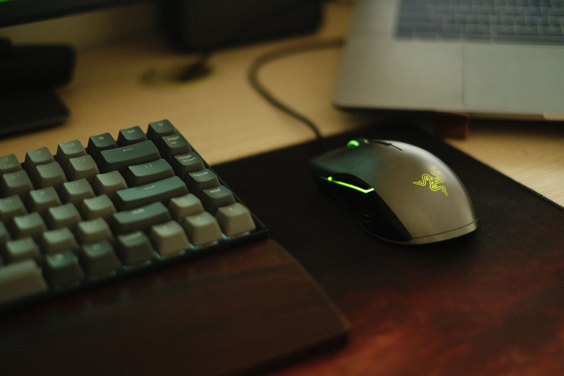 Close-Up Photo of Keyboard Near Mouse