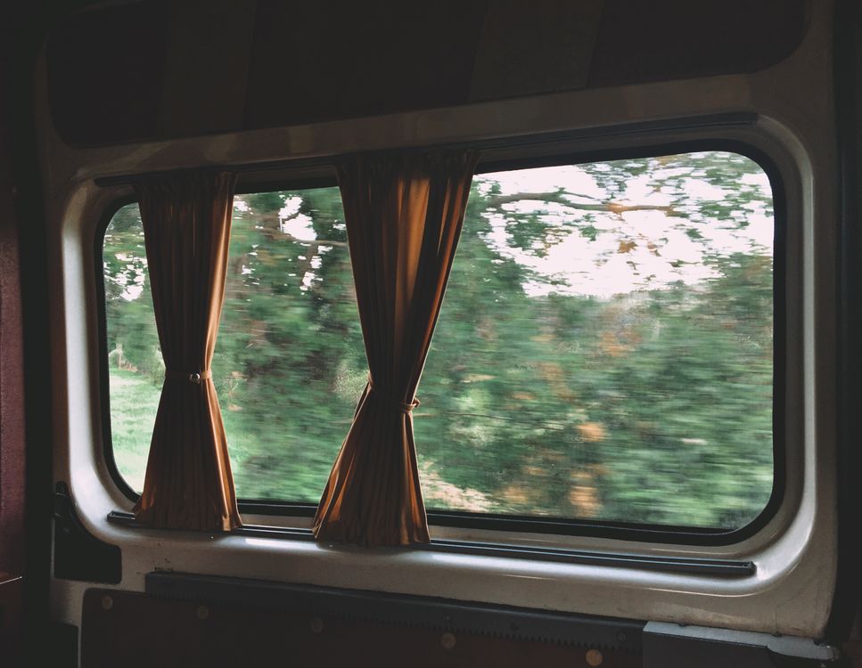 Window Shutter Train Curtains on a Train Window · Free Stock Photo