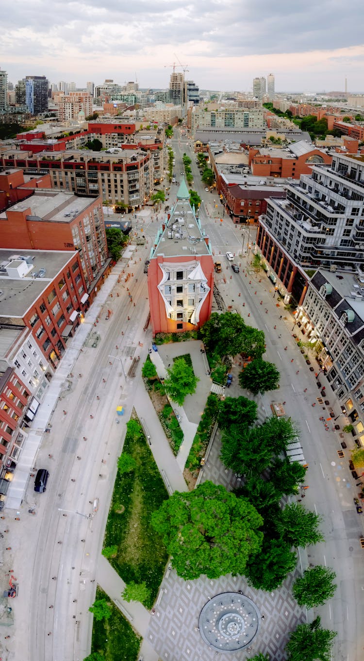 Aerial View Of A Garden In The Middle Of The City