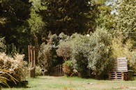 Stacked of Wooden Crates on the Garden