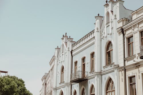 Facade of a White Historical Building 