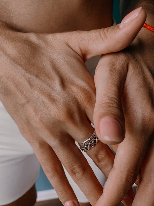 Free Person Wearing Silver Ring Stock Photo