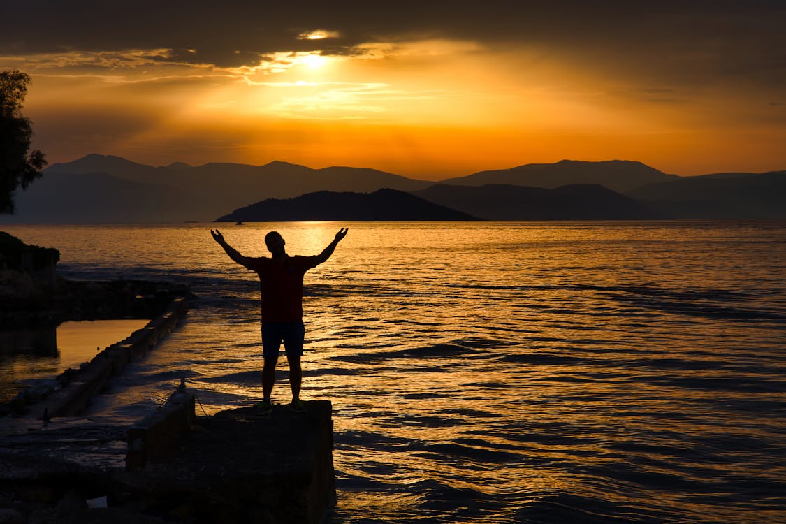 Silhouette Photo of Person Standing Near Beach