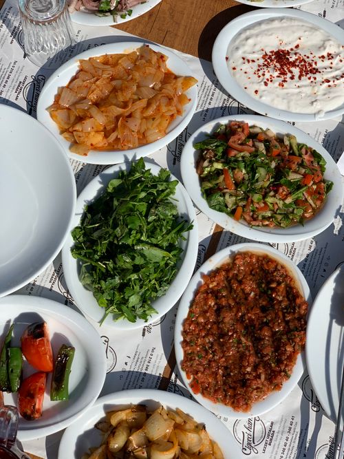 Free Colorful variety of Turkish mezes on a table in Istanbul, perfect for sharing. Stock Photo