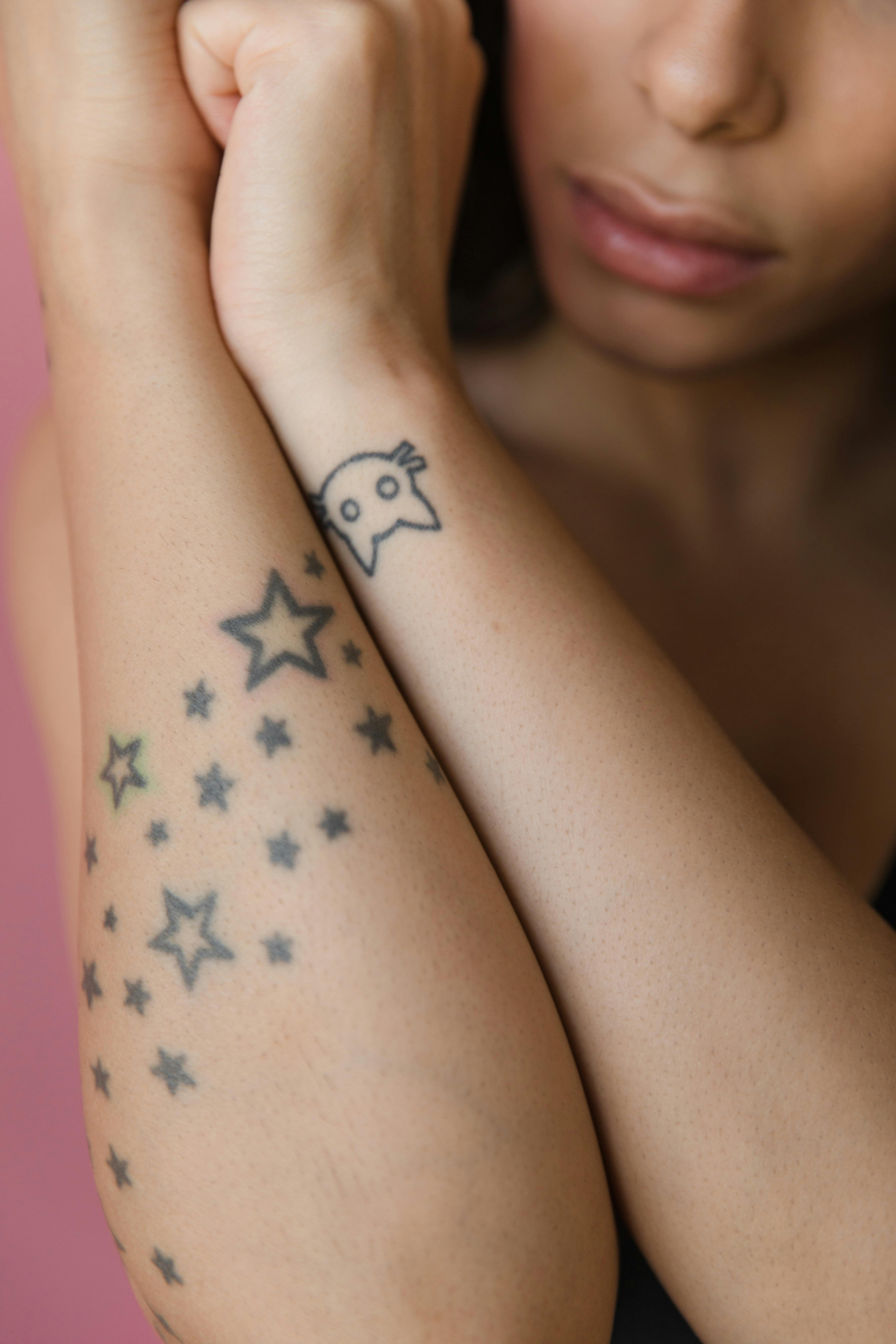 Three small stars temporary tattoo set of two