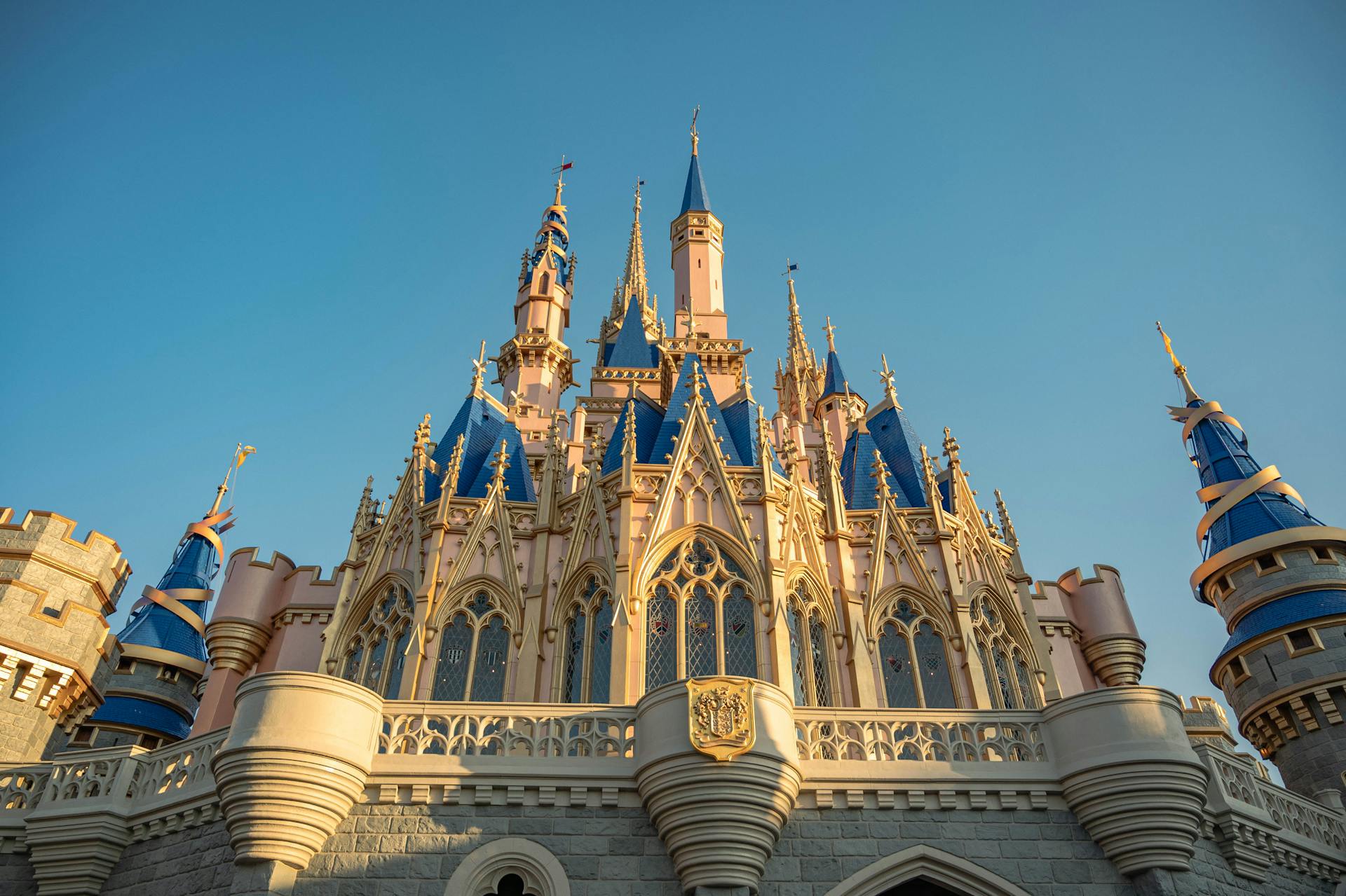 Low-Angle Shot of Cinderella Castle in Disney World