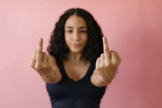A Woman Flashing the Finger