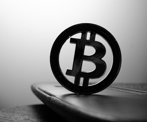 A Bitcoin Symbol in Close-up Shot