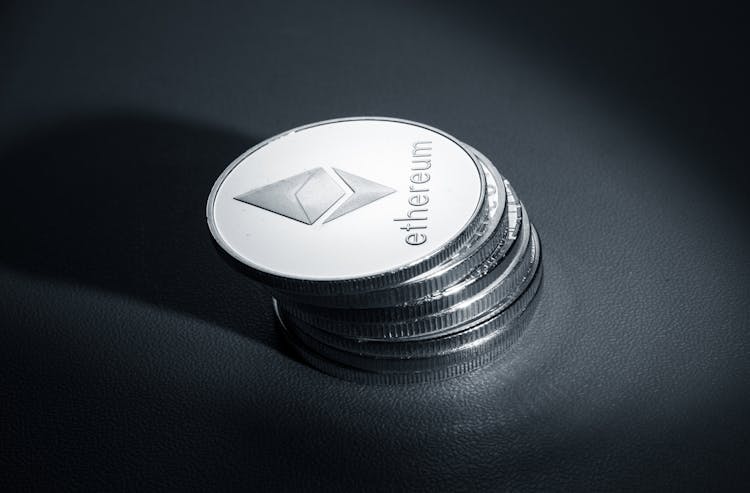 A Stack Of Ethereum Coins 