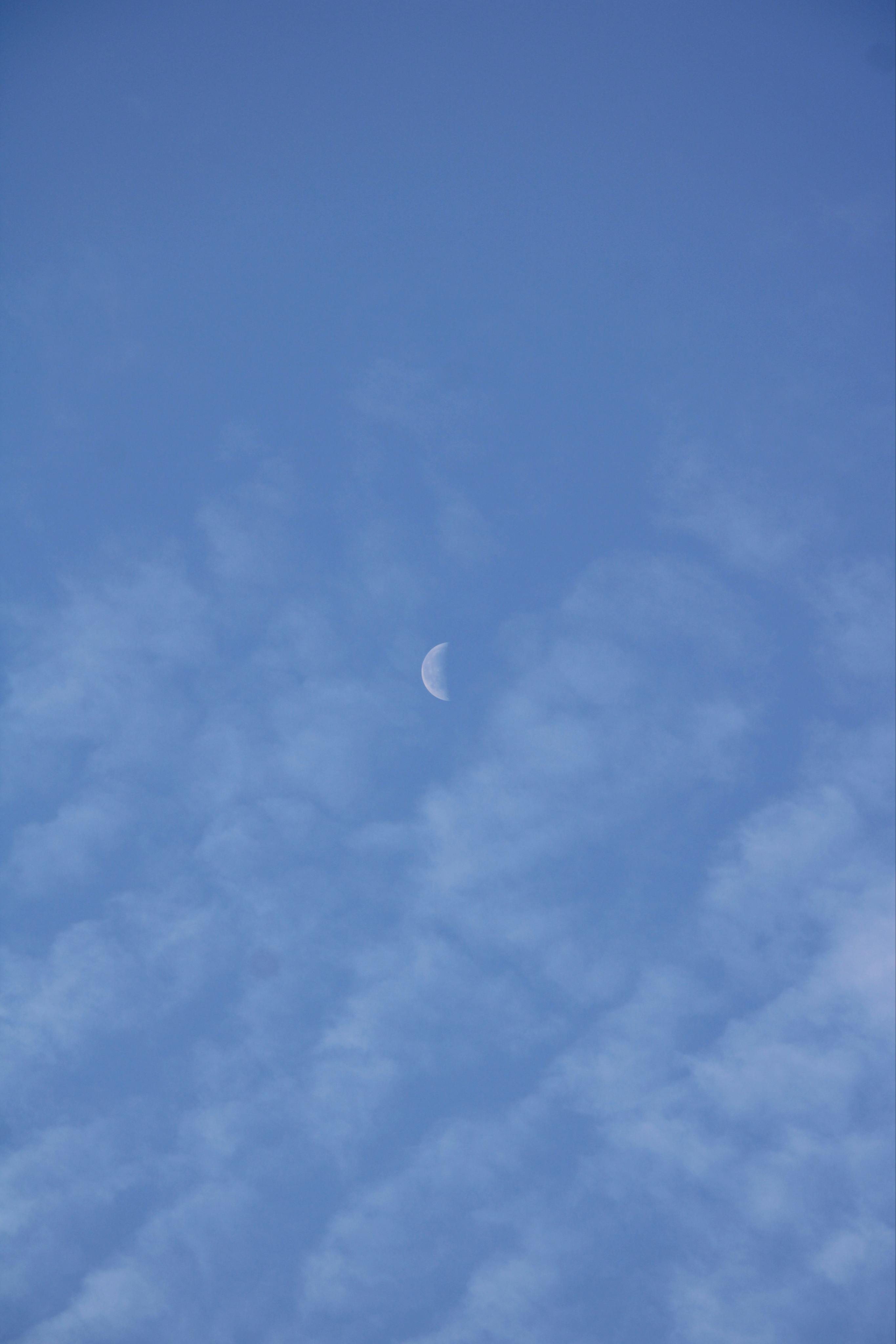 A Crescent Moon on Blue Sky at Twilight · Free Stock Photo