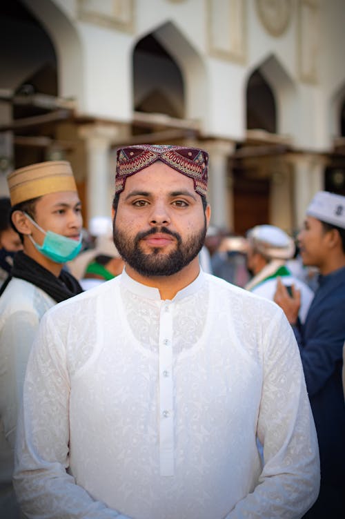 Bearded Man Wearing a White Long Sleeve Shirt