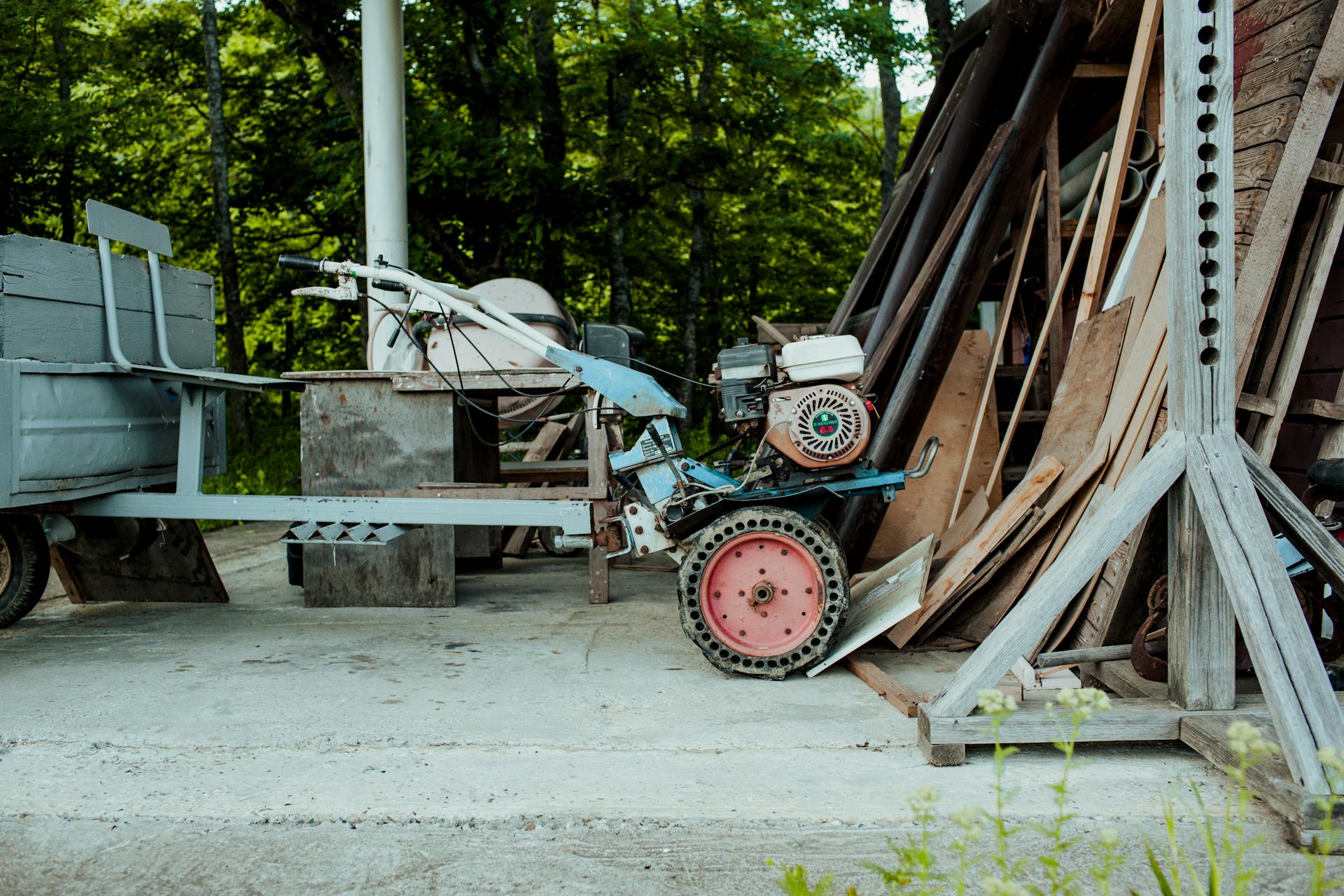 Vehicle Parked by a Shed