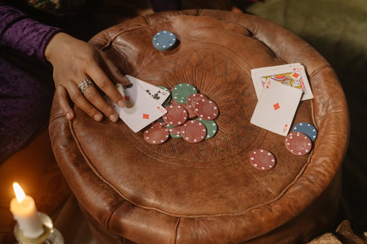 Game Cards And Chips On The Table