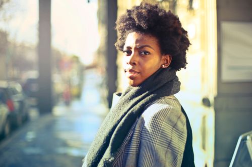 Free Portrait of a fashionable woman on a sunny day in Budapest. Stock Photo