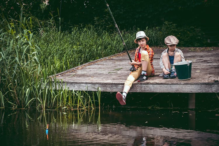 Kids Fishing In The Lake