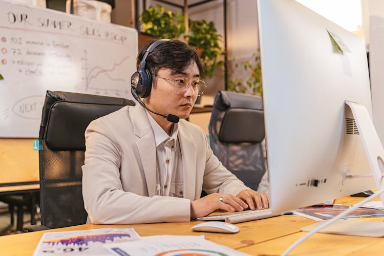 Man Working On Computer