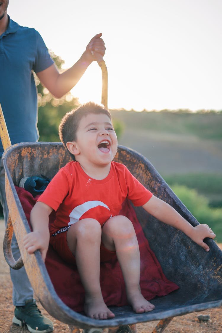 Laughing Child In A Wheelbarrow 